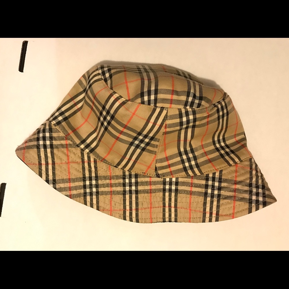 Vtg Burberry Mens Cotton Check 6 Panel Bucket Hat